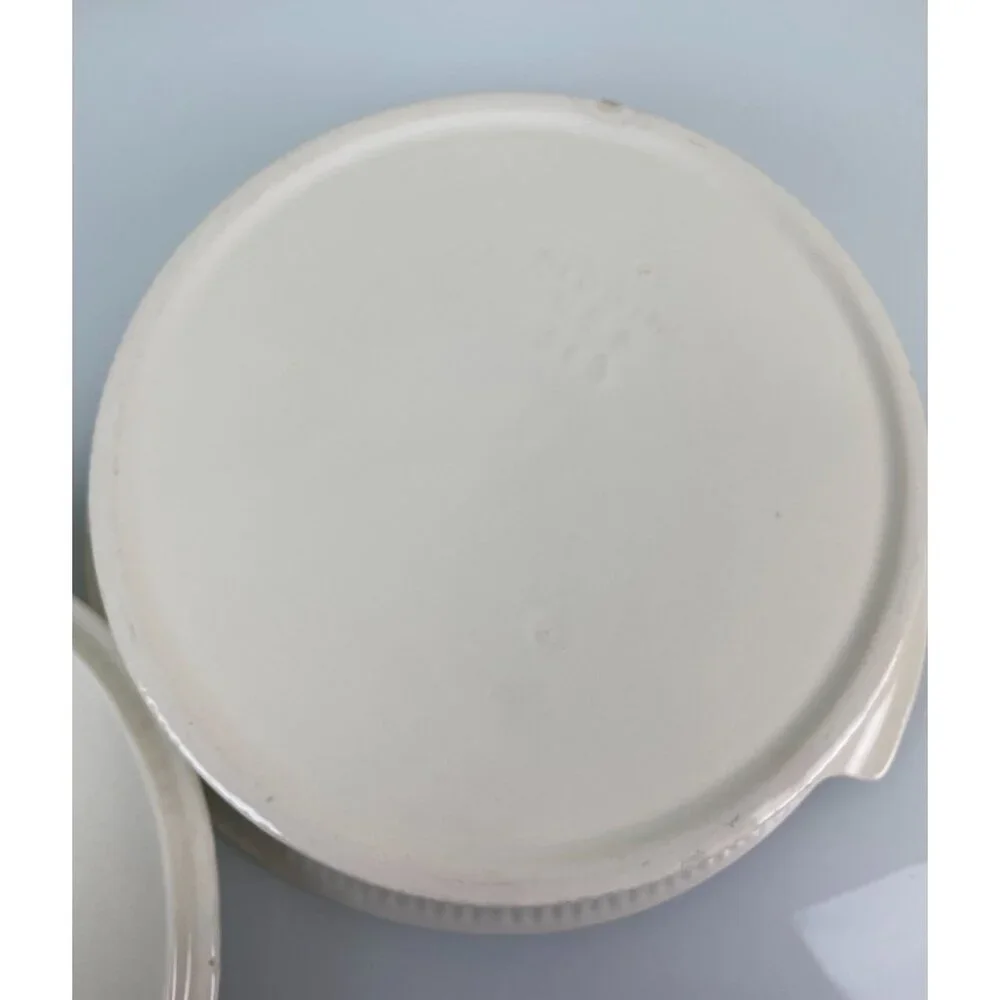 Vintage Mid-Century Red Wing Pottery White Swirl Casserole Baking Dish & Lid 563